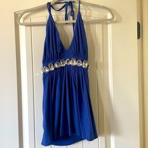 Blue Jeweled Halter Top